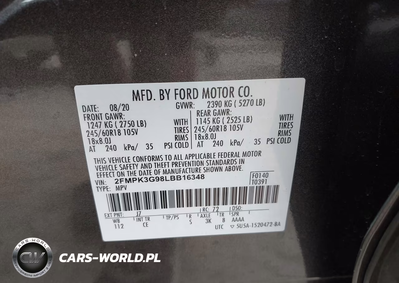 2020 Ford Edge Se VIN:2FMPK3G98LBB16348 - 9