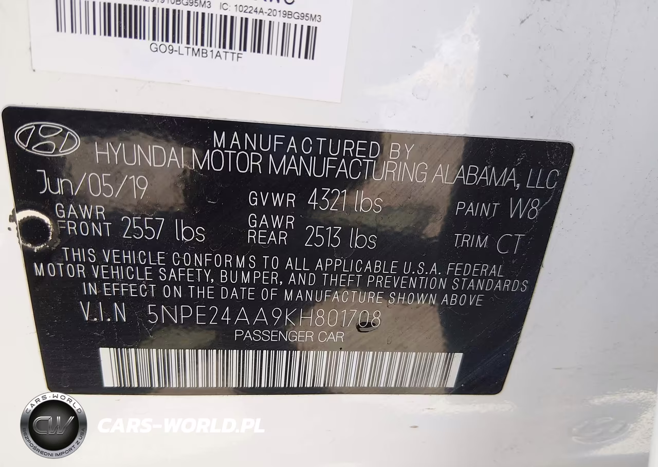 2019 Hyundai Sonata Eco VIN:5NPE24AA9KH801708 - 9
