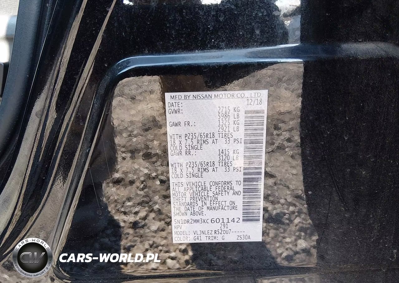 2019 Nissan Pathfinder Sv VIN:5N1DR2MM3KC601142 - 9