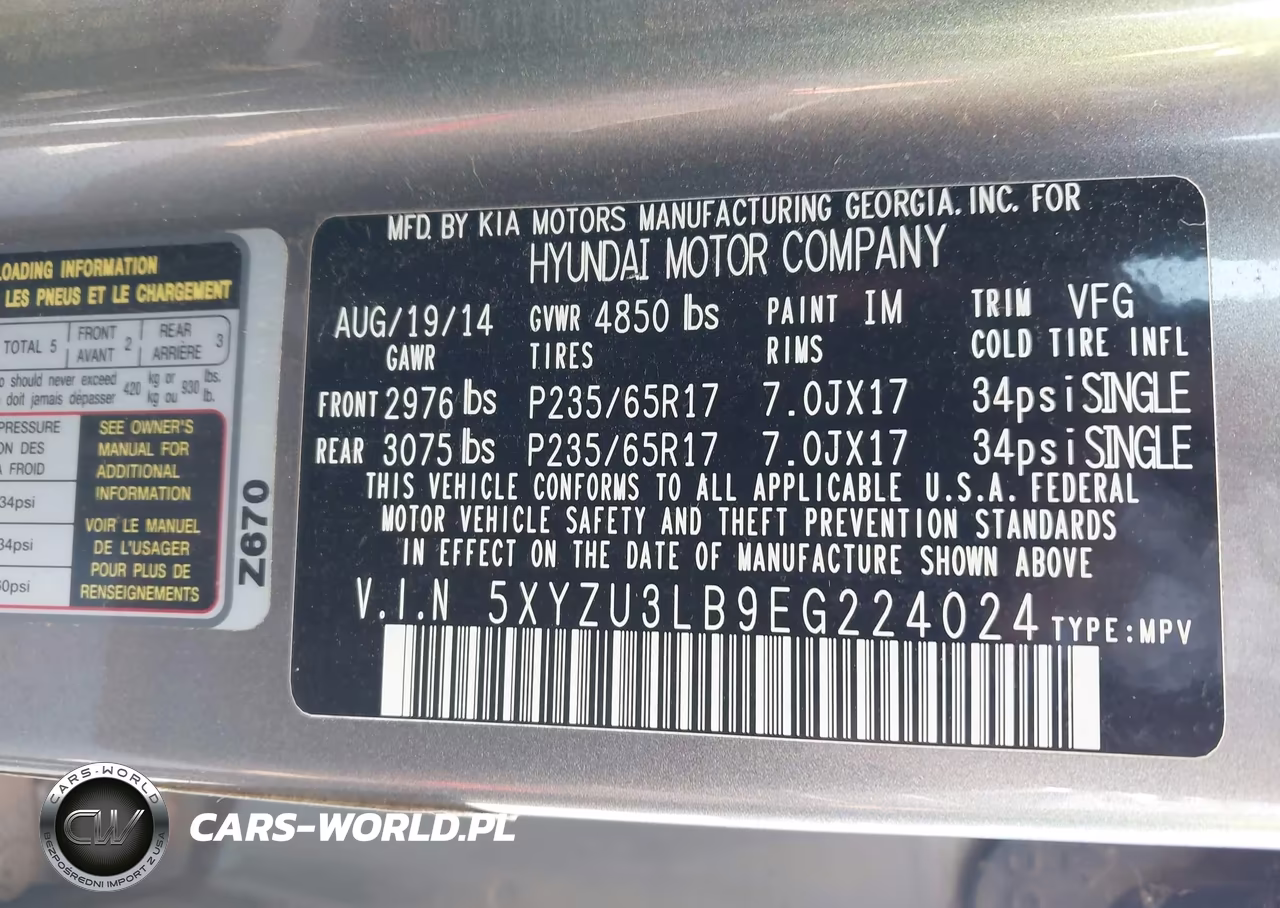 2014 Hyundai Santa Fe Sport 2.4L VIN:5XYZU3LB9EG224024 - 9
