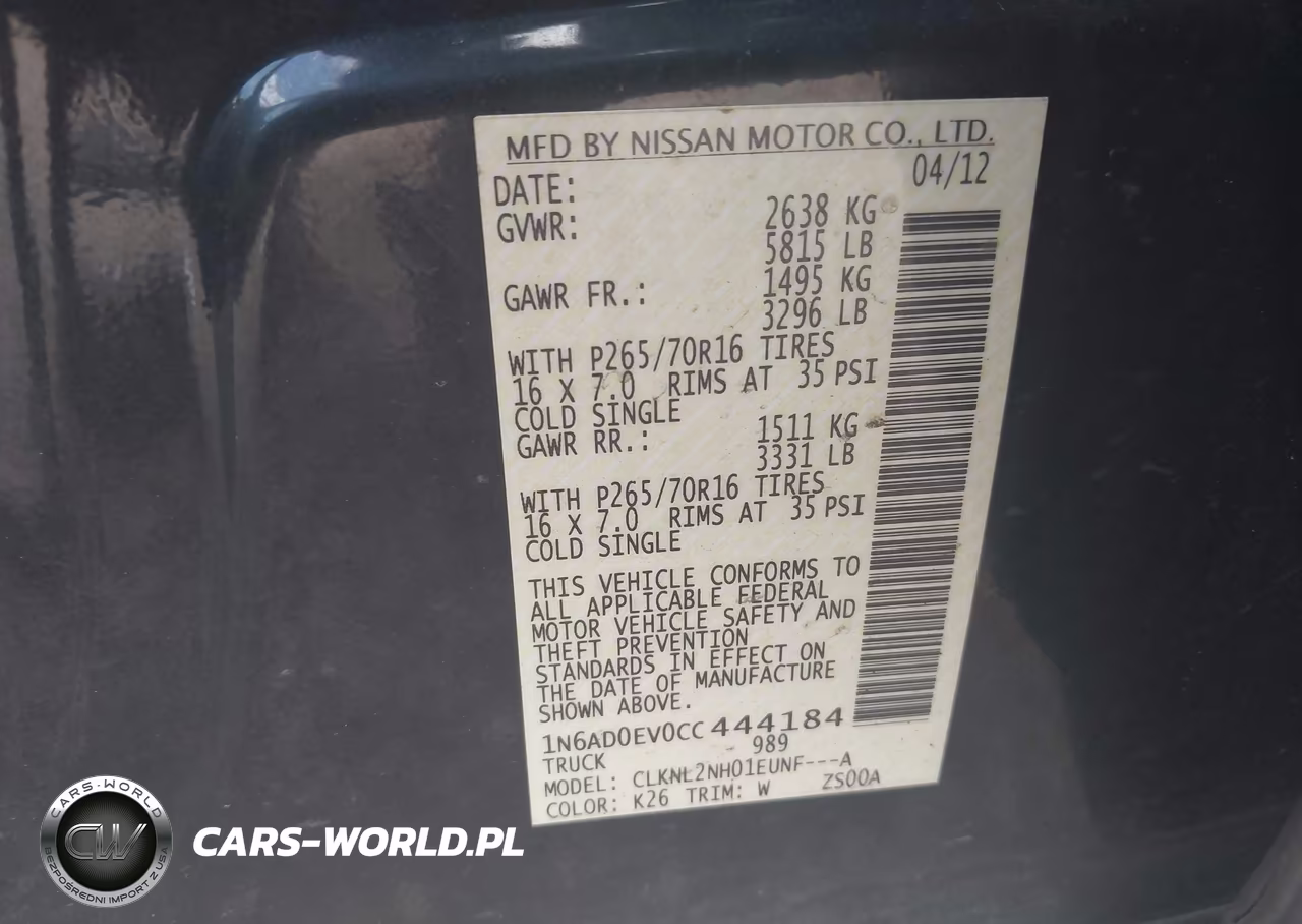 2012 Nissan Frontier Sv VIN:1N6AD0EV0CC444184 - 9