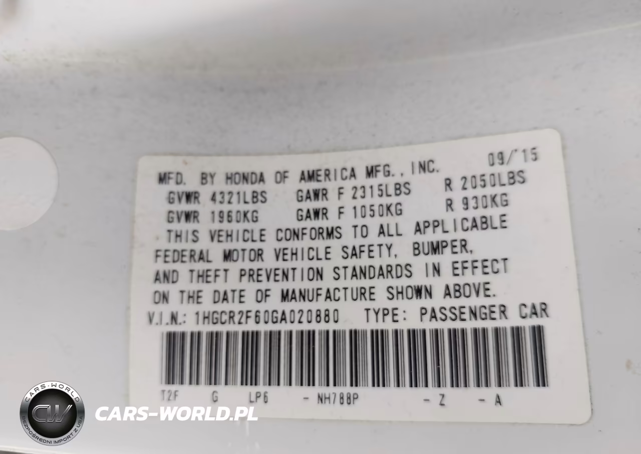 2016 Honda Accord Sport VIN:1HGCR2F60GA020880 - 9