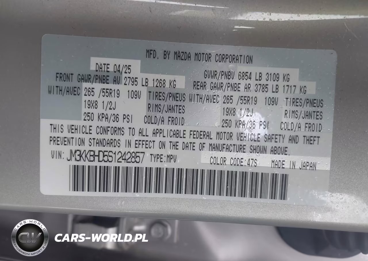 2025 Mazda Cx-90 3.3 Turbo Preferred Package VIN:JM3KKBHD5S1242857 - 9