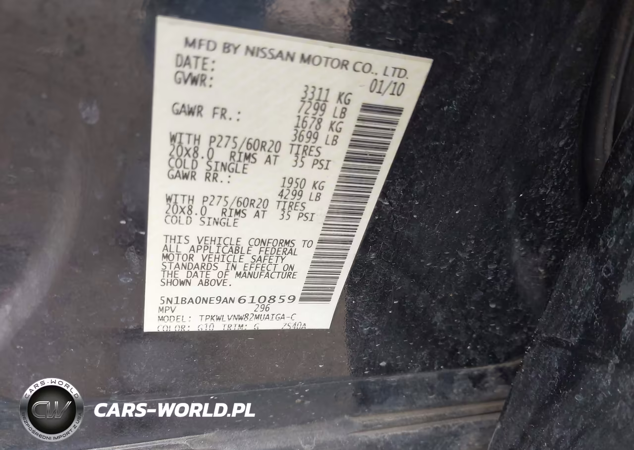 2010 Nissan Armada Platinum VIN:5N1BA0NE9AN610859 - 9