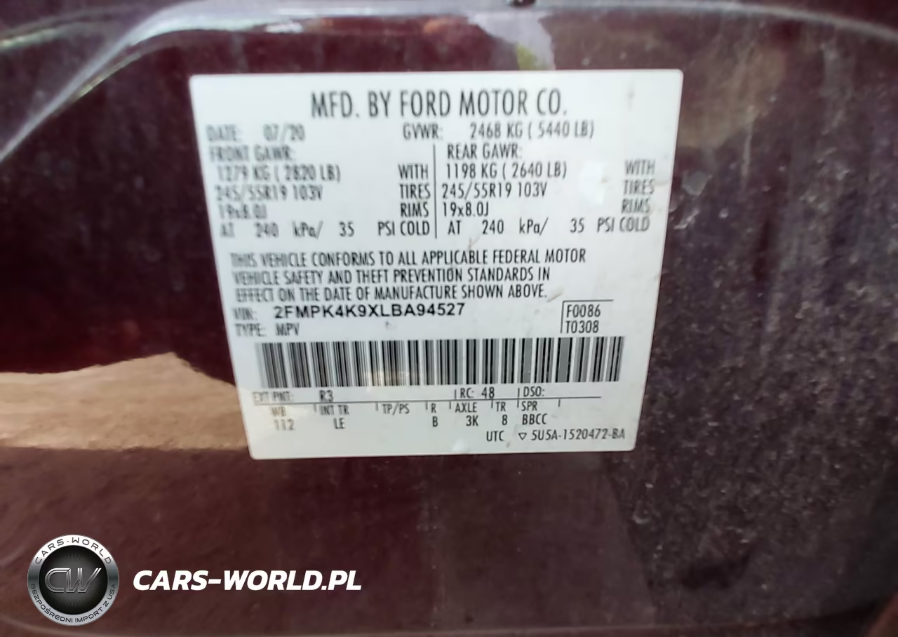 2020 Ford Edge Titanium VIN:2FMPK4K9XLBA94527 - 9