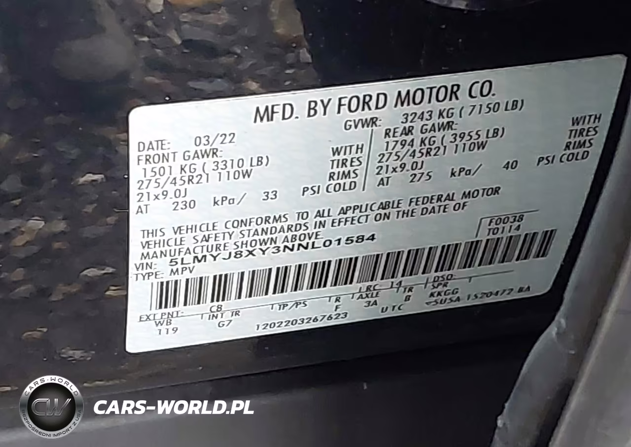 2022 Lincoln Aviator Grand Touring VIN:5LMYJ8XY3NNL01584 - 9