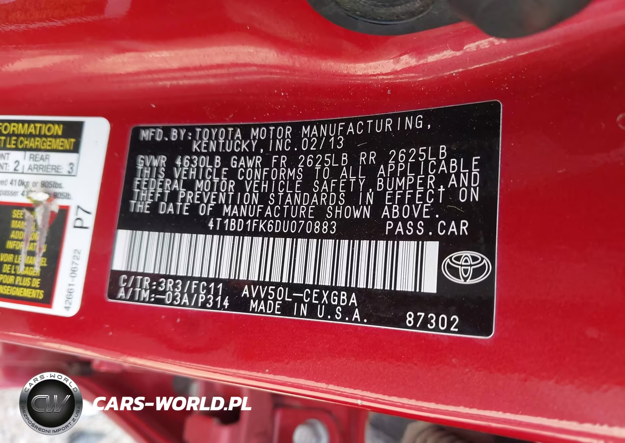 2013 Toyota Camry Hybrid Xle VIN:4T1BD1FK6DU070883 - 9