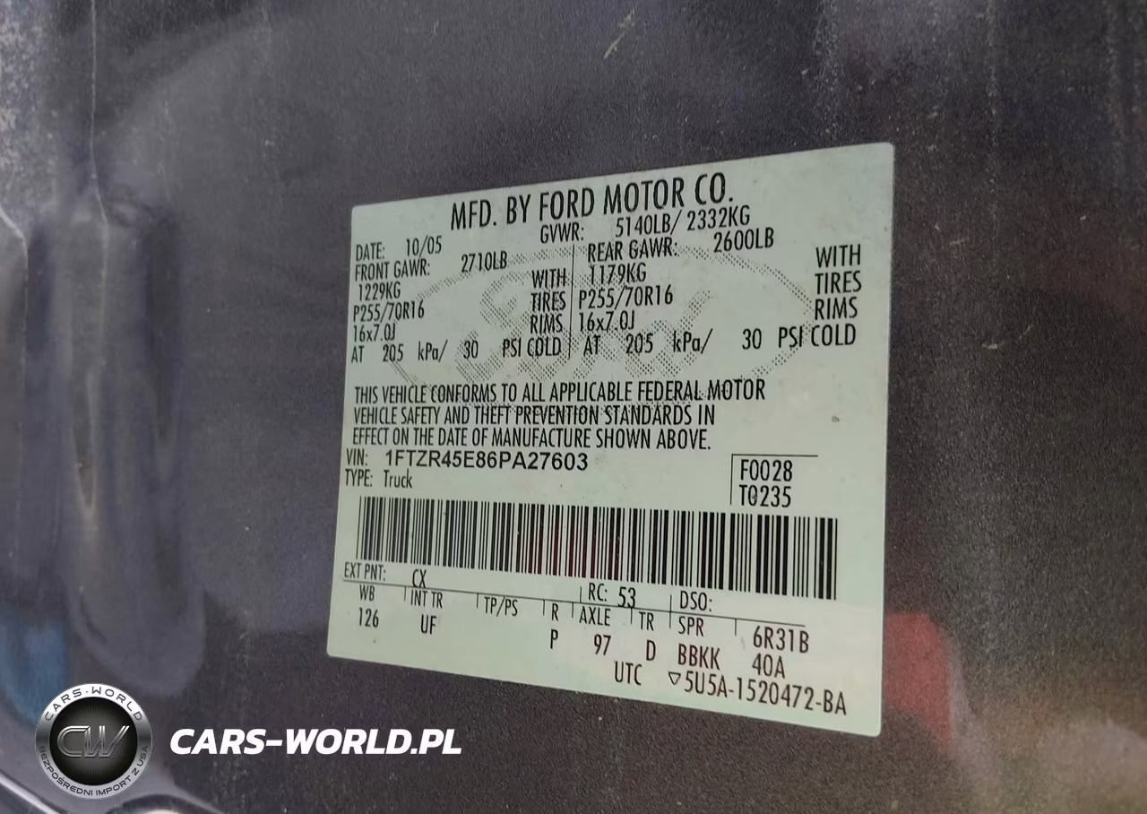 2006 Ford Ranger VIN:1FTZR45E86PA27603 - 9