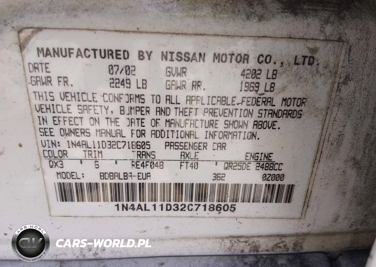 2002 Nissan Altima 2.5 S VIN:1N4AL11D32C718605 - 9