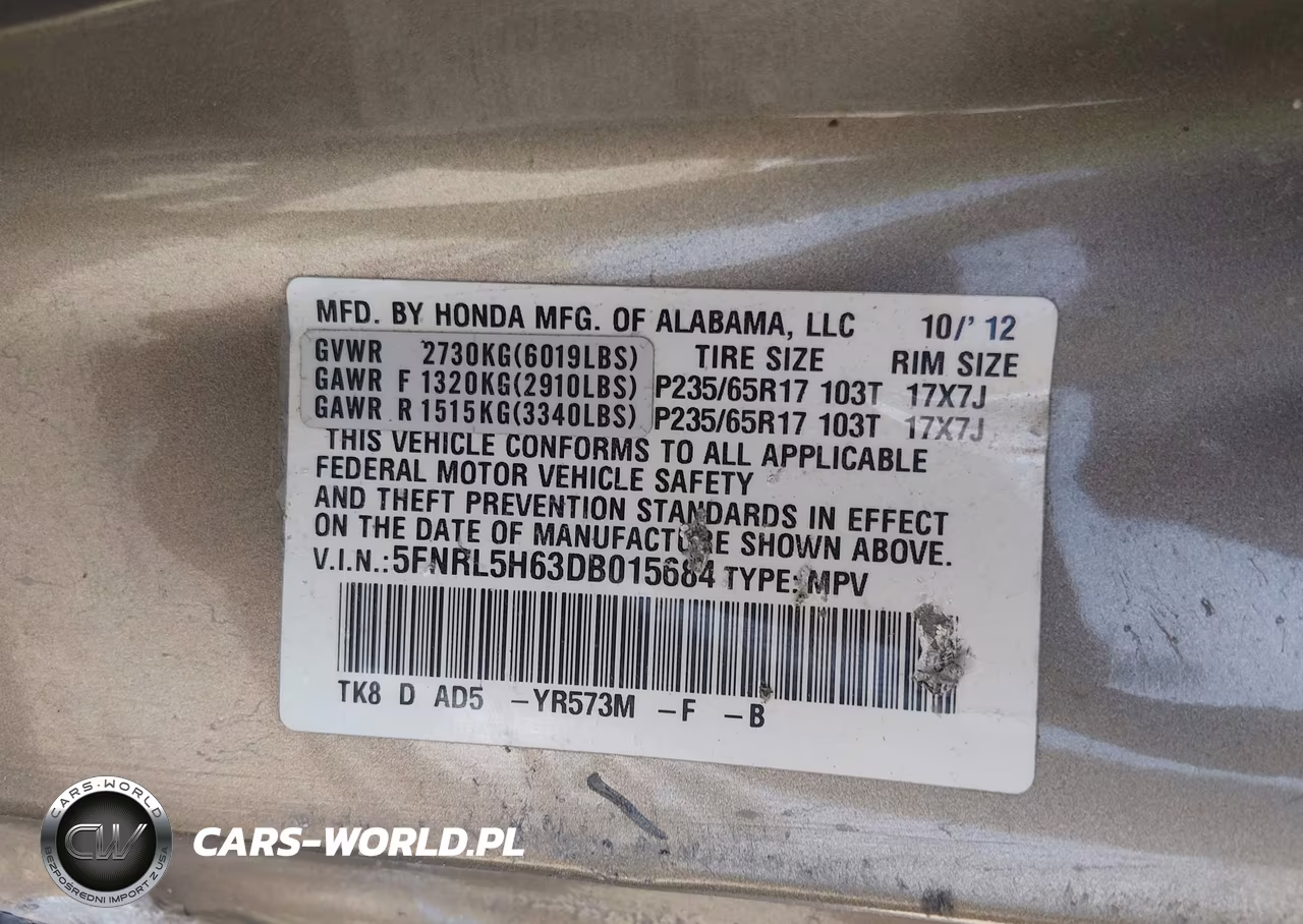 2013 Honda Odyssey Ex-L VIN:5FNRL5H63DB015684 - 9