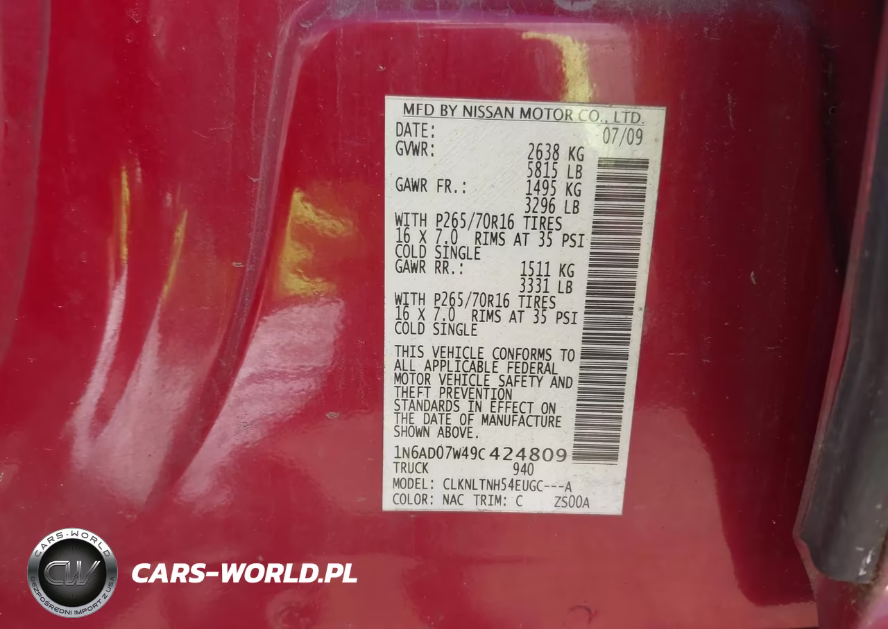 2009 Nissan Frontier Se VIN:1N6AD07W49C424809 - 9