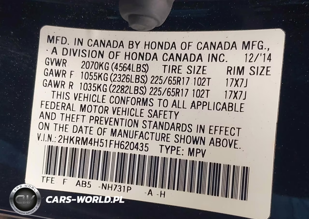 2015 Honda Cr-V Ex VIN:2HKRM4H51FH620435 - 9