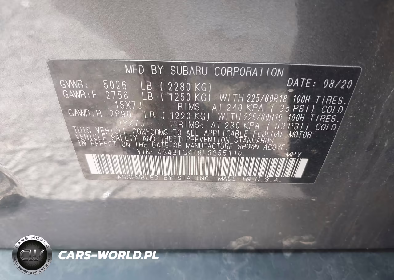 2020 Subaru Outback Onyx Edition Xt VIN:4S4BTGKD9L3255110 - 9