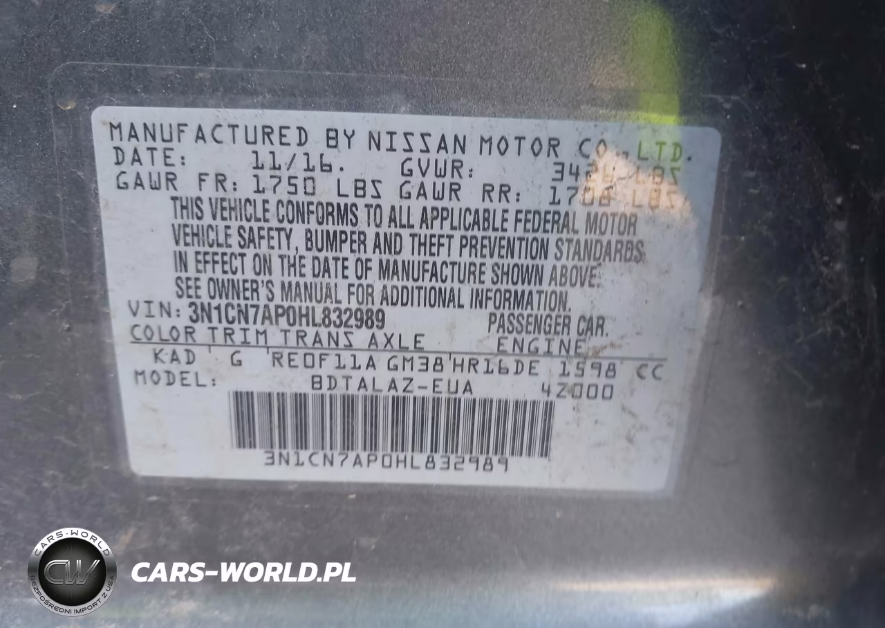 2017 Nissan Versa 1.6 S+ VIN:3N1CN7AP0HL832989 - 9