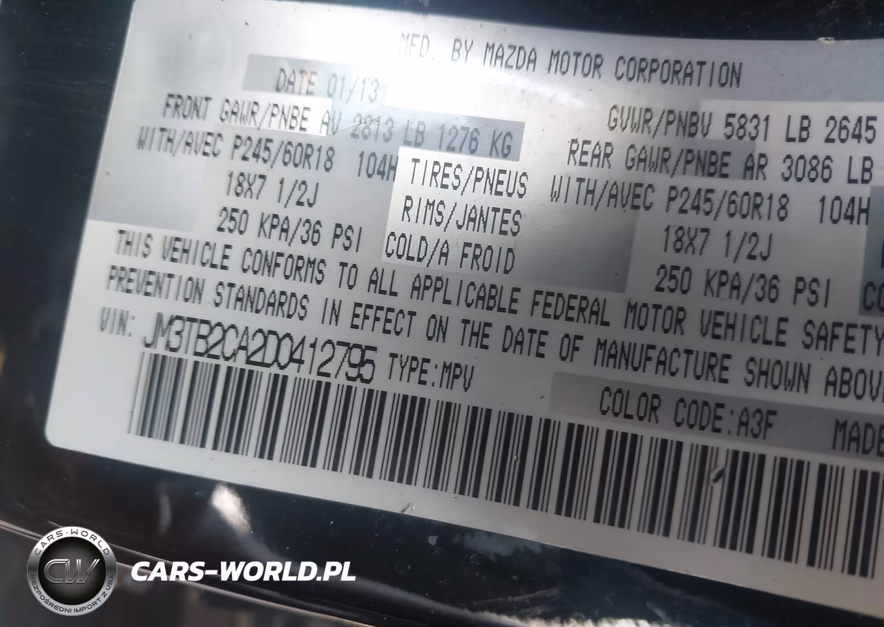2013 Mazda Cx-9 Touring VIN:JM3TB2CA2D0412795 - 9