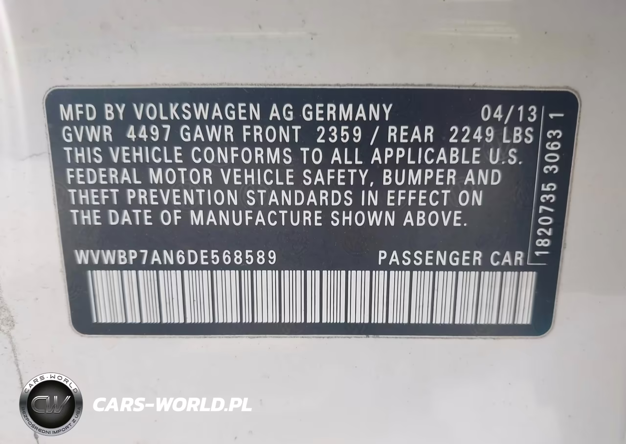 2013 Volkswagen Cc 2.0T R-Line VIN:WVWBP7AN6DE568589 - 9