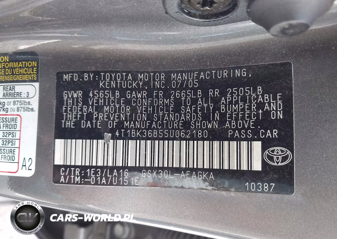 2005 Toyota Avalon Xls VIN:4T1BK36B55U062180 - 9