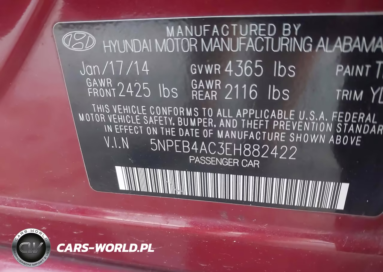 2014 Hyundai Sonata Gls VIN:5NPEB4AC3EH882422 - 9