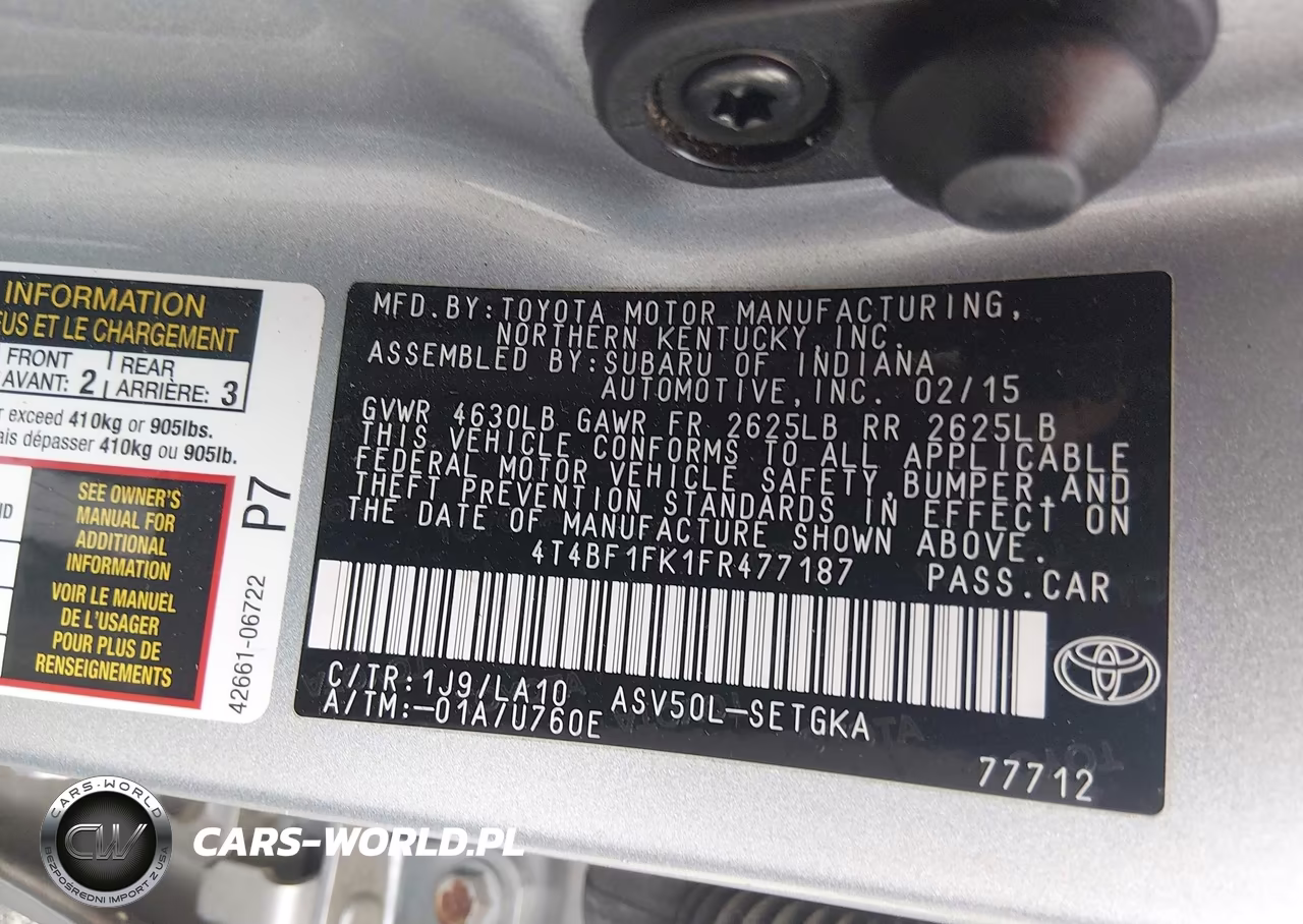 2015 Toyota Camry Xle VIN:4T4BF1FK1FR477187 - 9