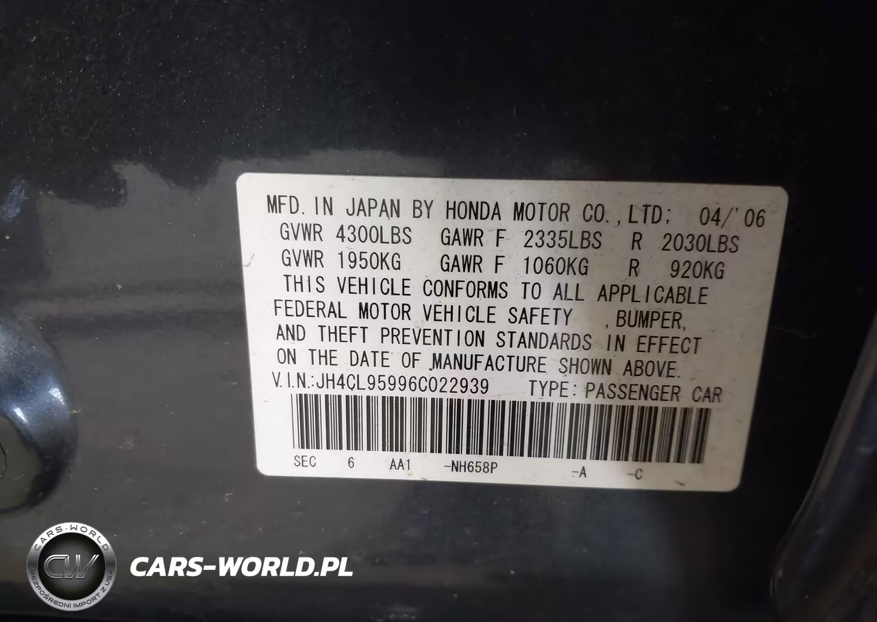 2006 Acura Tsx VIN:JH4CL95996C022939 - 9