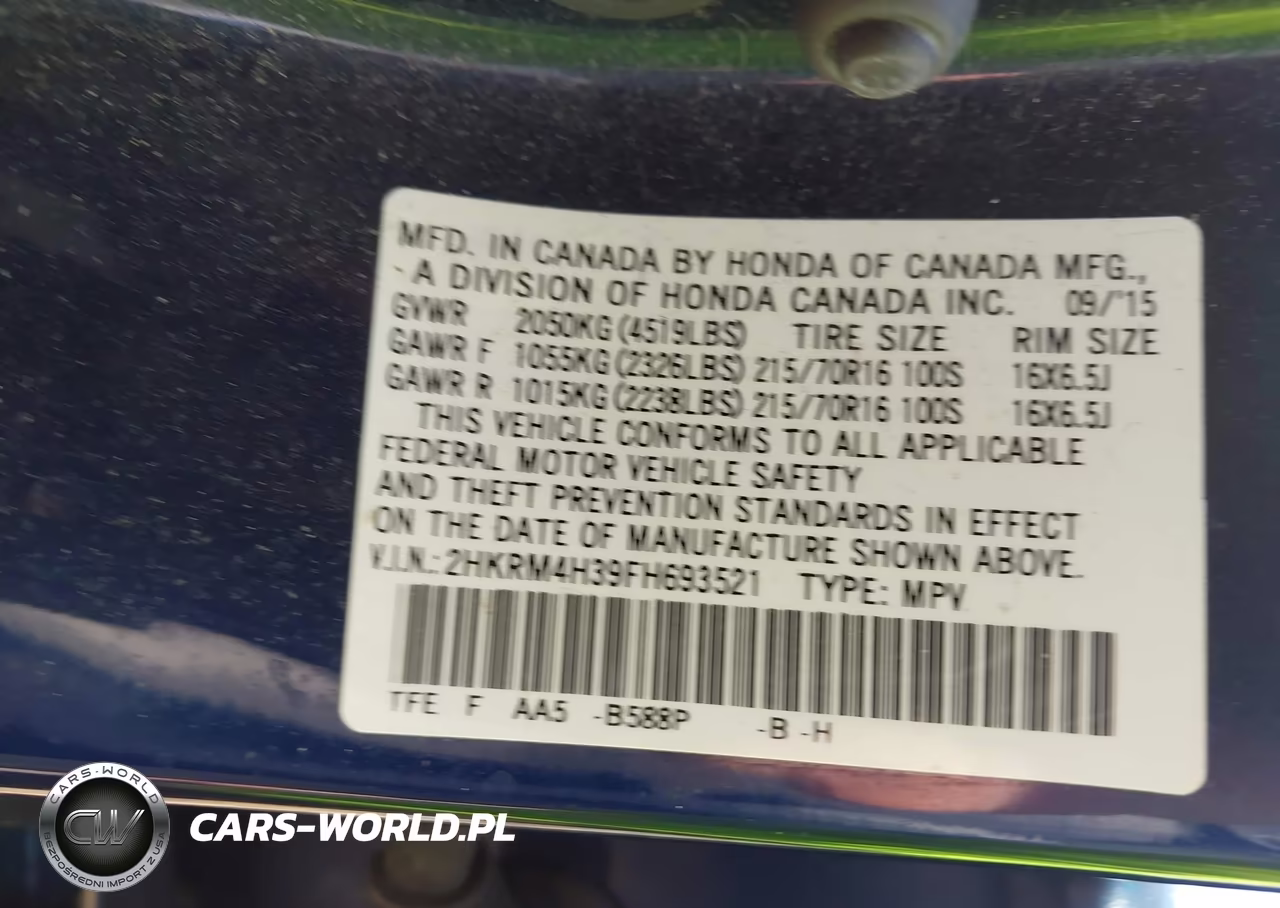 2015 Honda Cr-V Lx VIN:2HKRM4H39FH693521 - 9