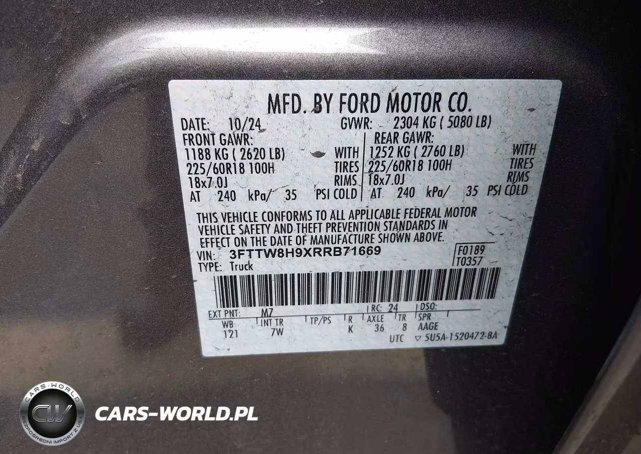 2024 Ford Maverick Xlt VIN:3FTTW8H9XRRB71669 - 9