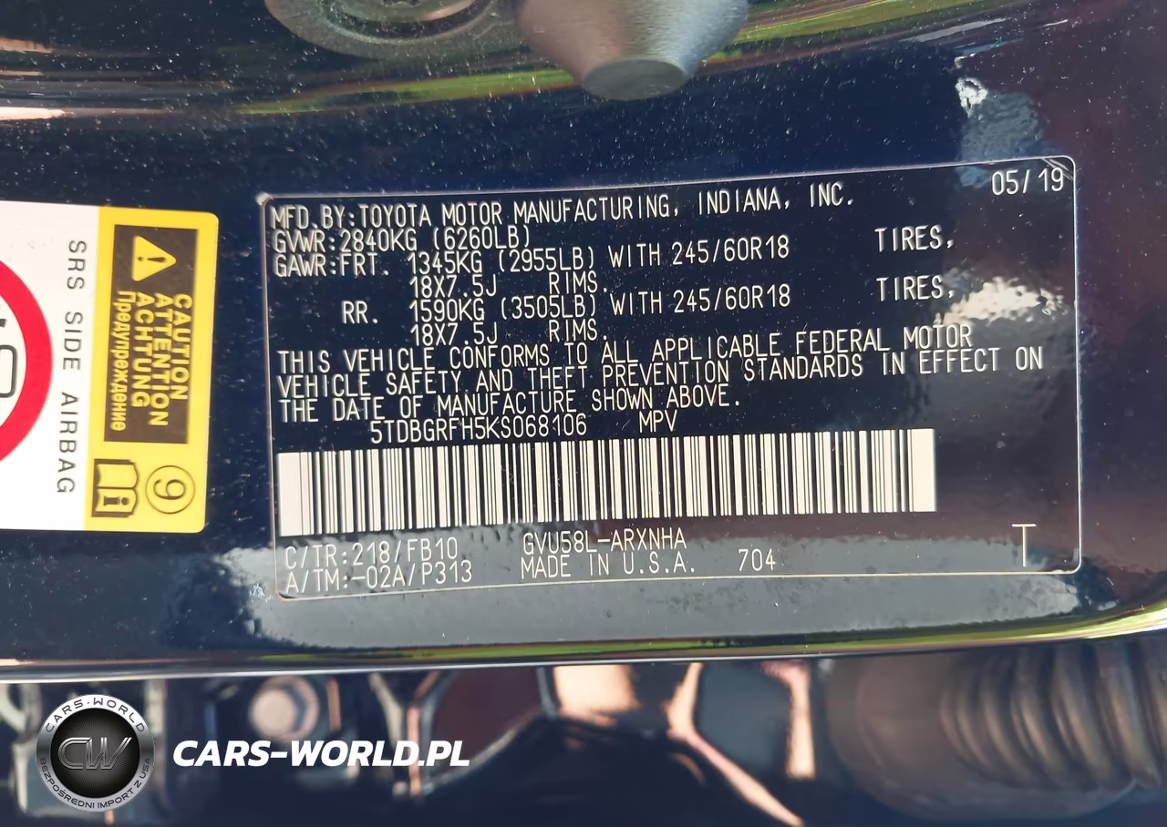 2019 Toyota Highlander Hybrid Le VIN:5TDBGRFH5KS068106 - 9