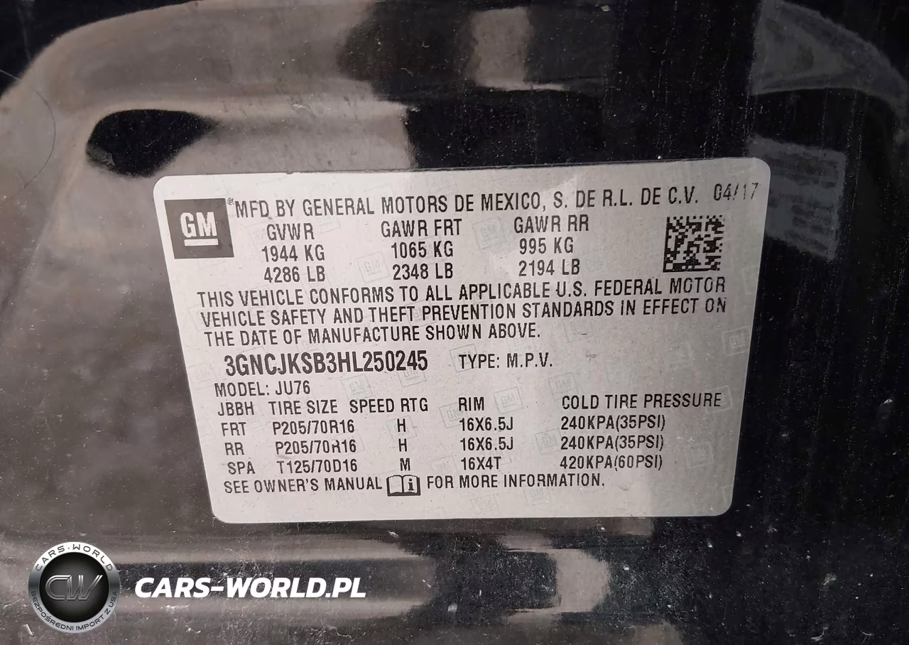 2017 Chevrolet Trax Ls VIN:3GNCJKSB3HL250245 - 9