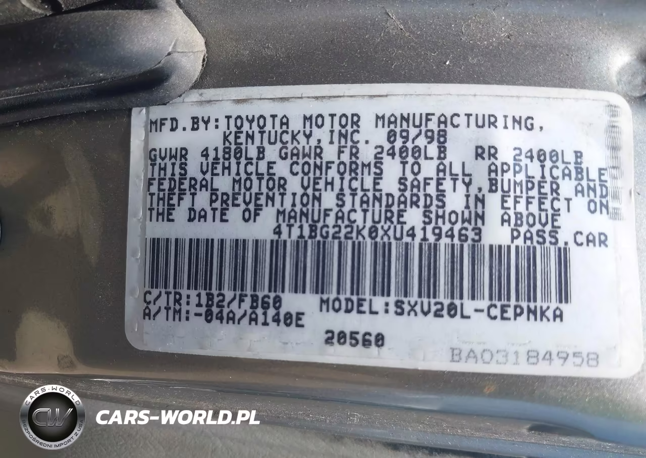 1999 Toyota Camry Le VIN:4T1BG22K0XU419463 - 9