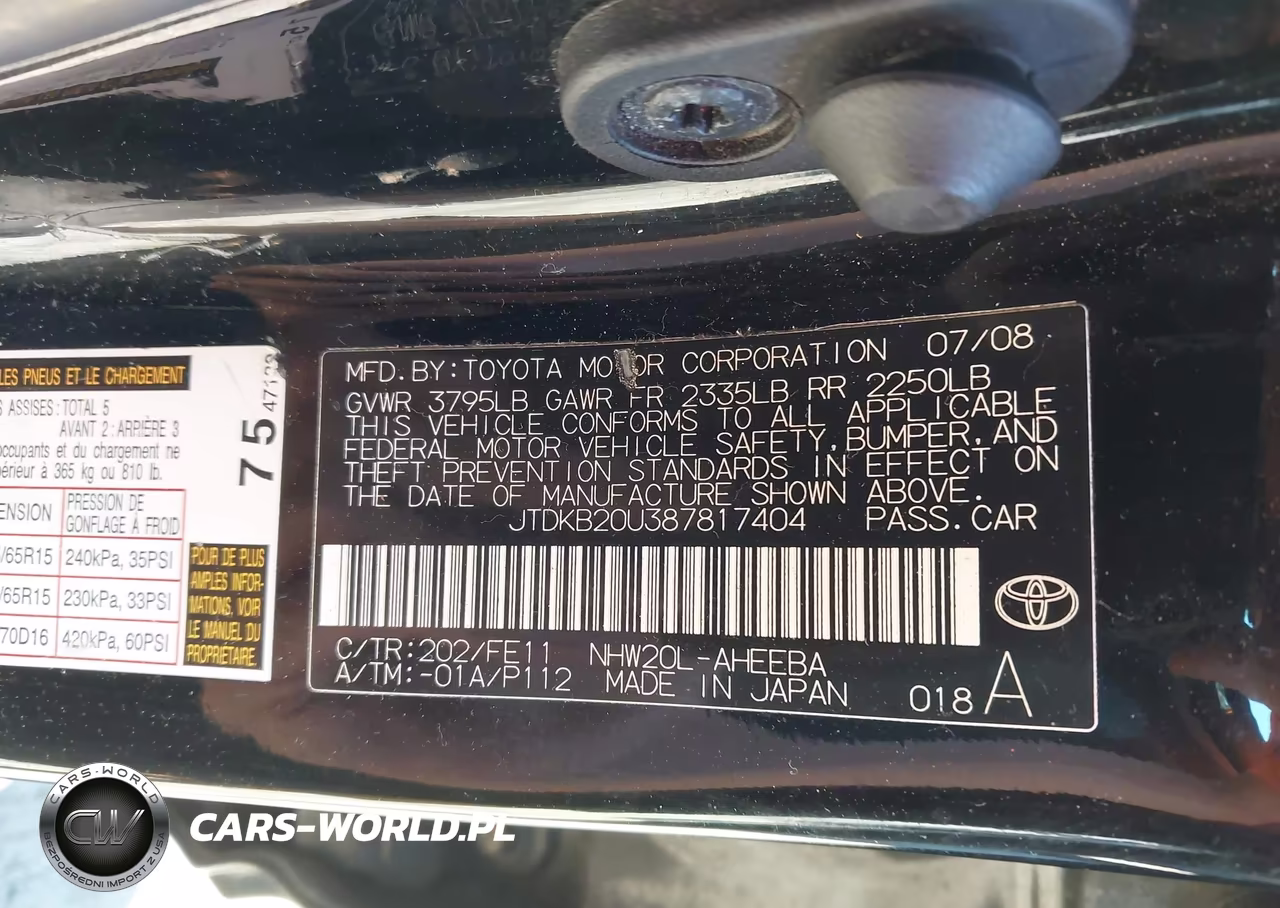 2008 Toyota Prius VIN:JTDKB20U387817404 - 9