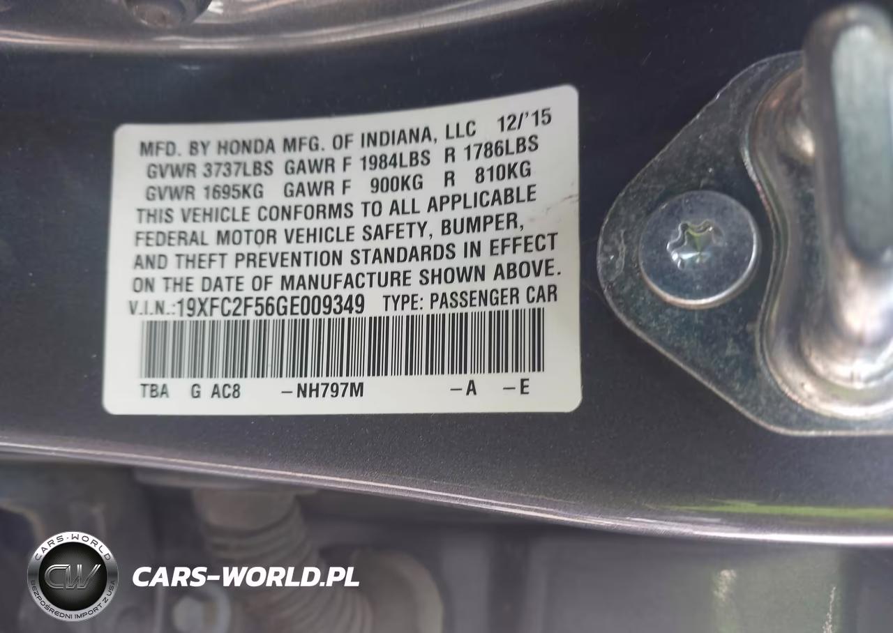 2016 Honda Civic Lx VIN:19XFC2F56GE009349 - 9