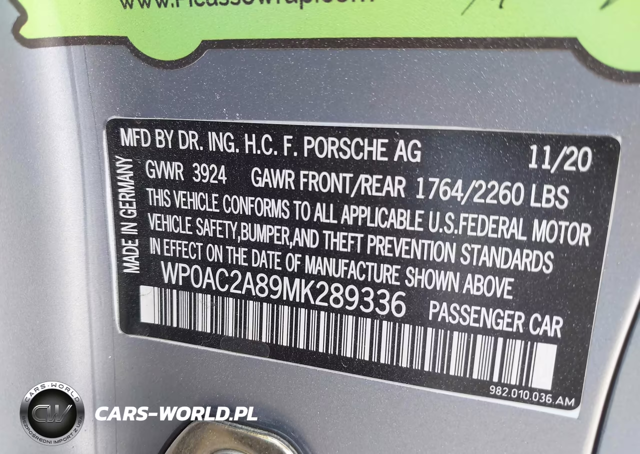 2021 Porsche 718 Cayman Gt4 VIN:WP0AC2A89MK289336 - 9
