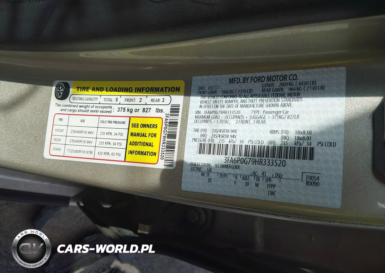 2017 Ford Fusion S VIN:3FA6P0G79HR333520 - 9
