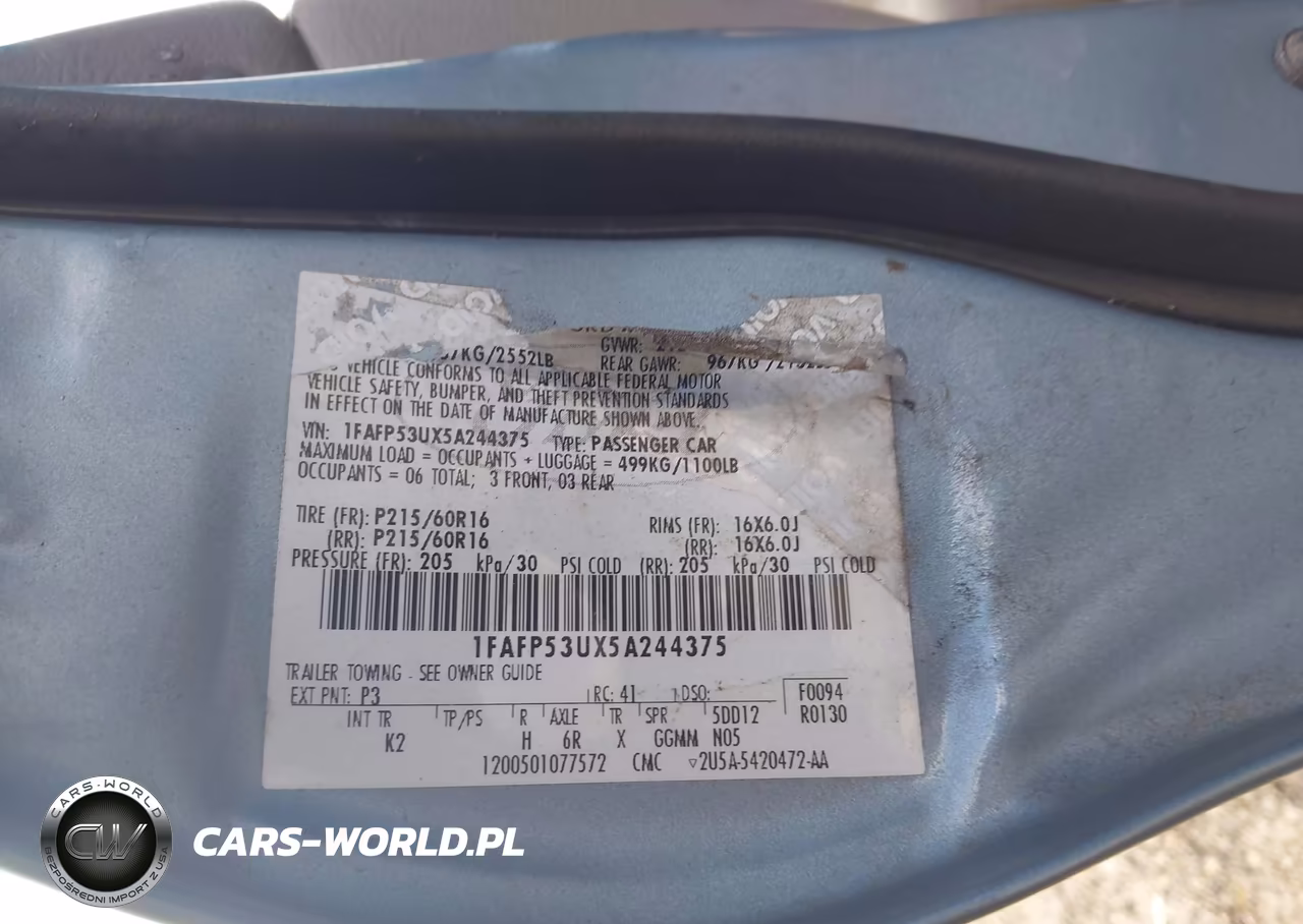 2005 Ford Taurus Se VIN:1FAFP53UX5A244375 - 9