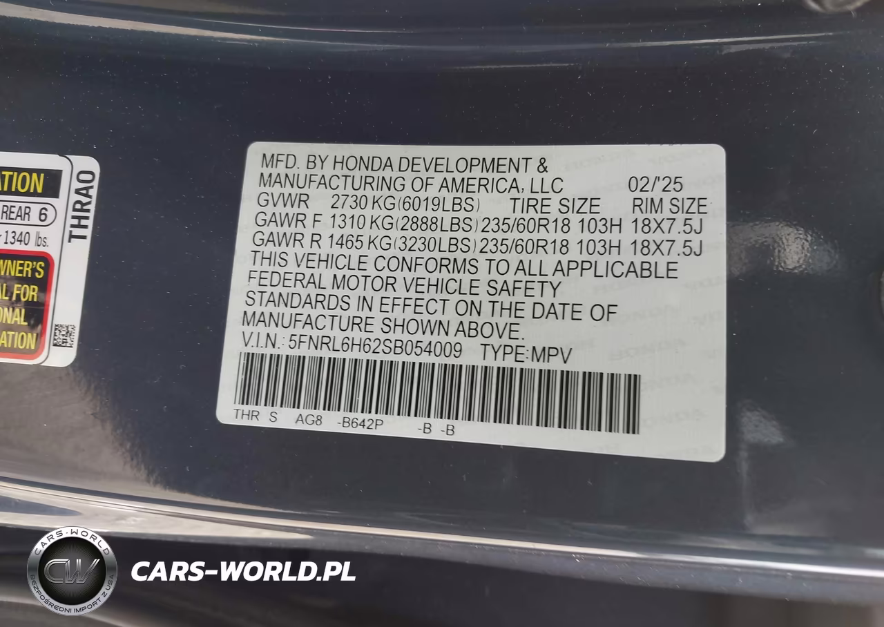 2025 Honda Odyssey Exl VIN:5FNRL6H62SB054009 - 9