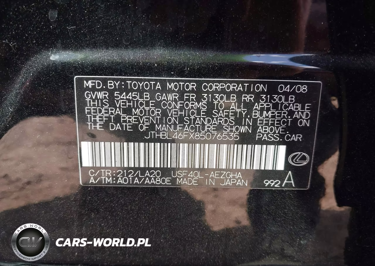 2008 Lexus Ls 460 VIN:JTHBL46FX85076535 - 9