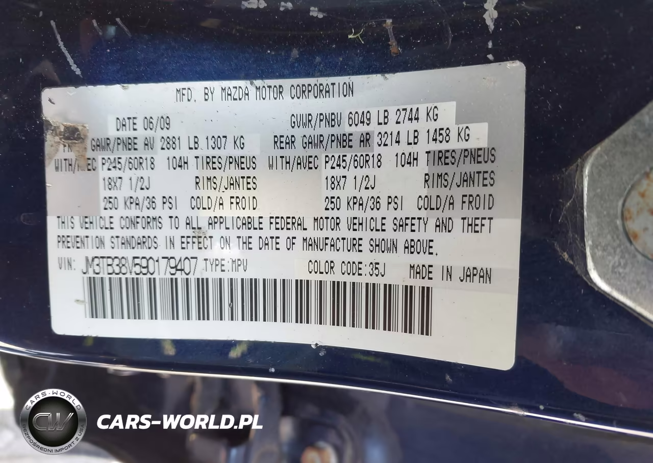 2009 Mazda Cx-9 Touring VIN:JM3TB38V590179407 - 9