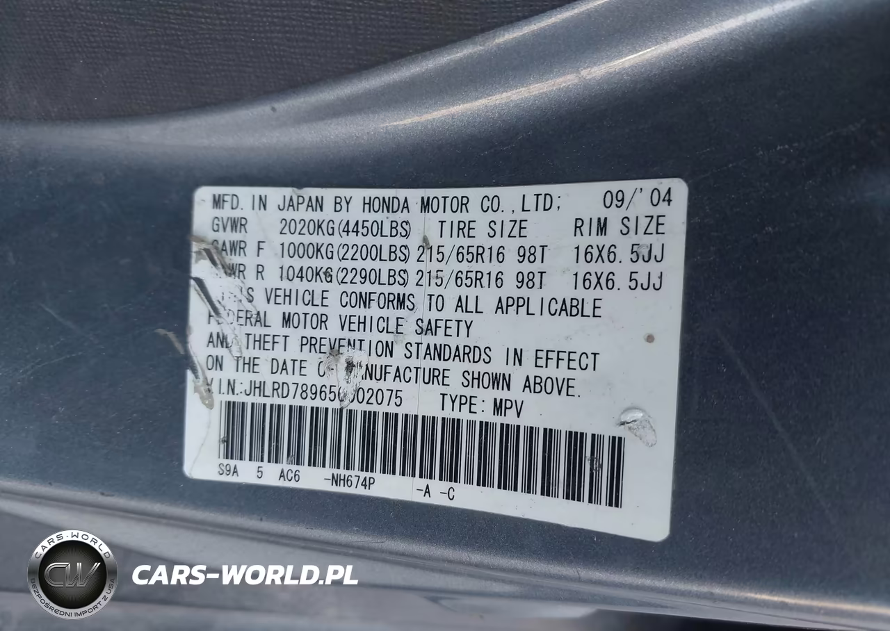 2005 Honda Cr-V Se VIN:JHLRD78965C002075 - 9