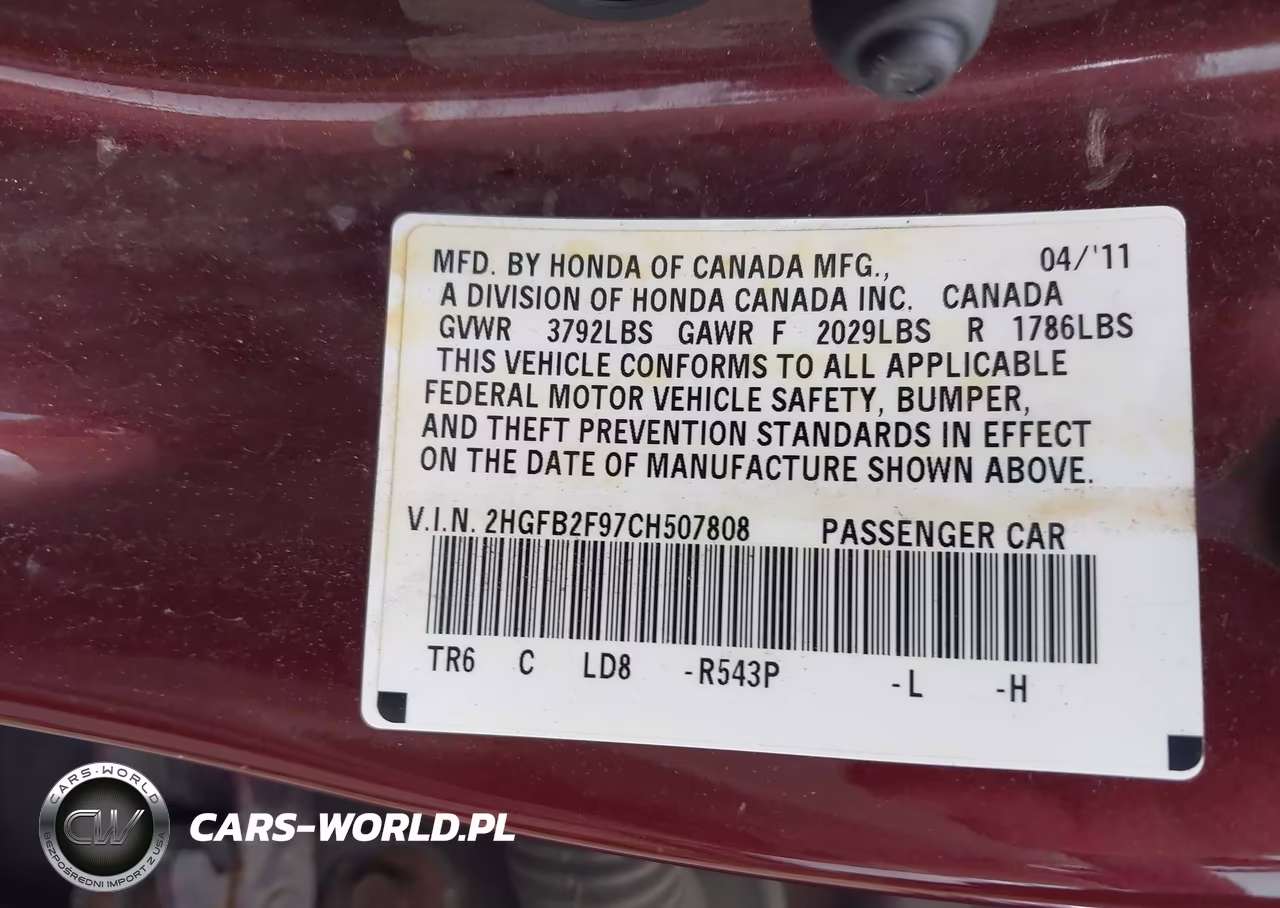 2012 Honda Civic Ex-L VIN:2HGFB2F97CH507808 - 9