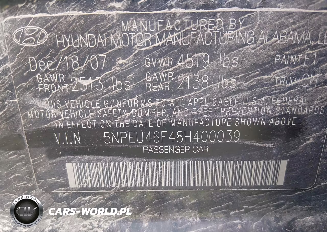 2008 Hyundai Sonata Limited V6-Se V6 VIN:5NPEU46F48H400039 - 9