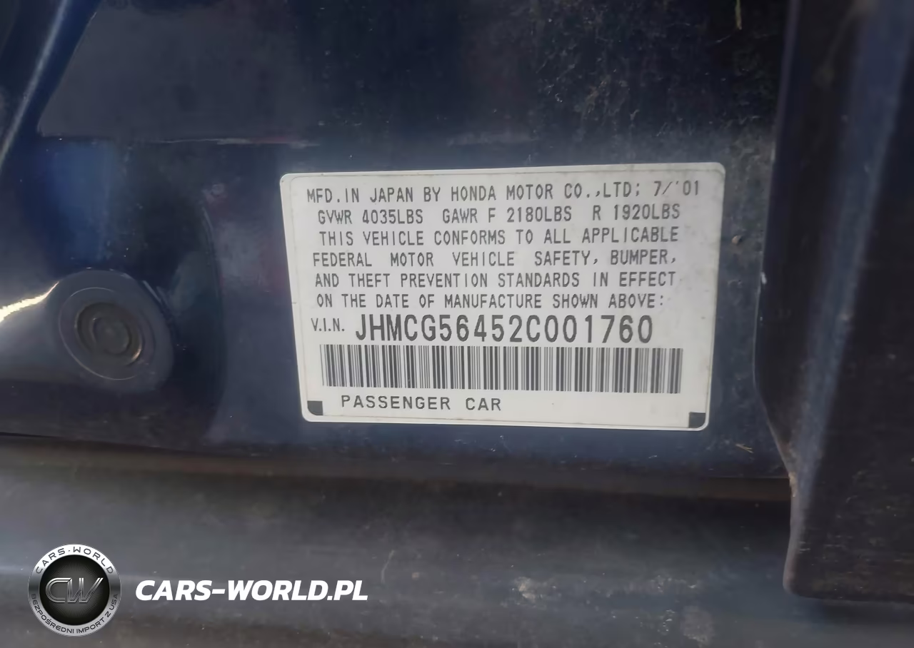 2002 Honda Accord 2.3 Lx VIN:JHMCG56452C001760 - 9