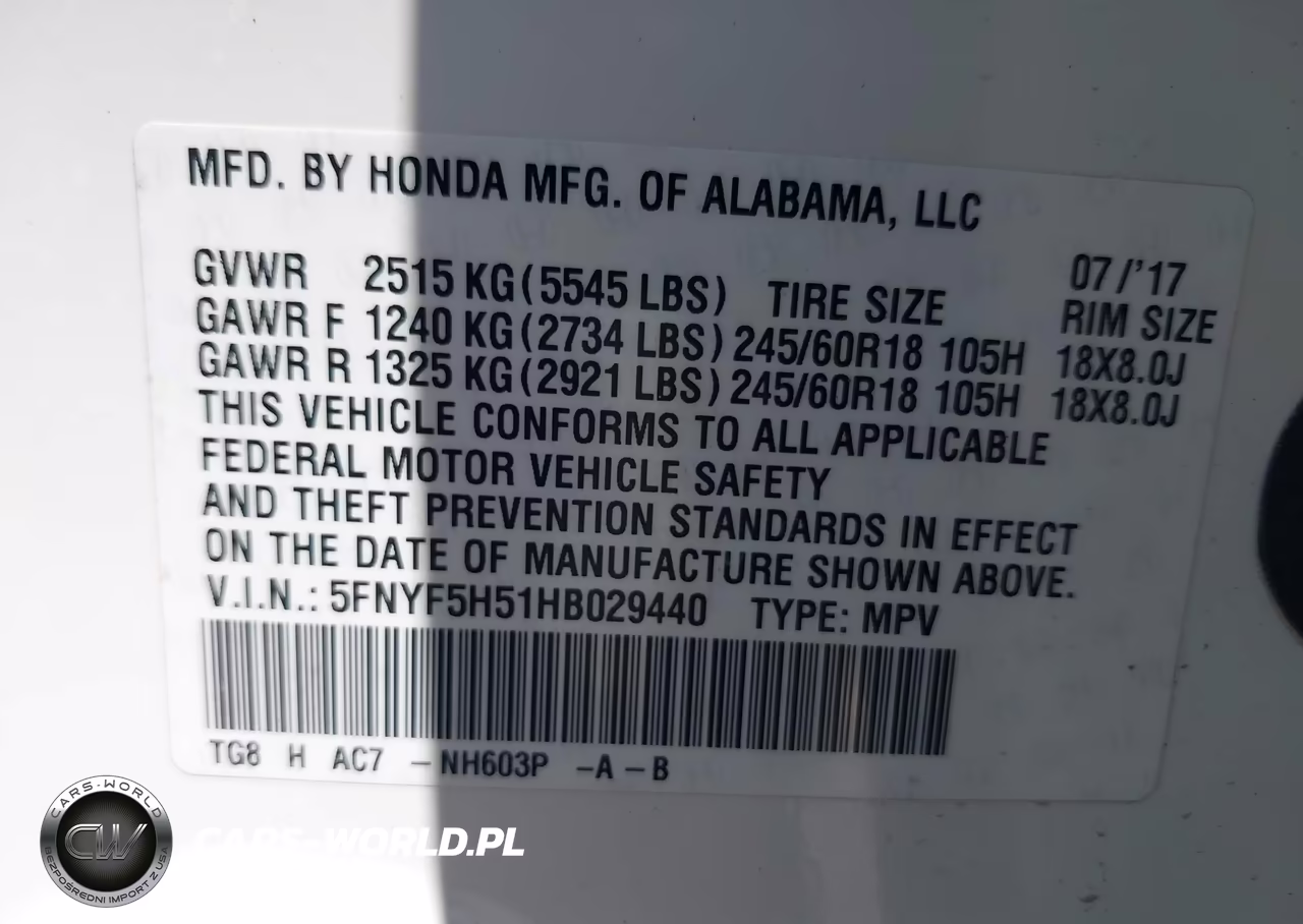 2017 Honda Pilot Ex-L VIN:5FNYF5H51HB029440 - 9