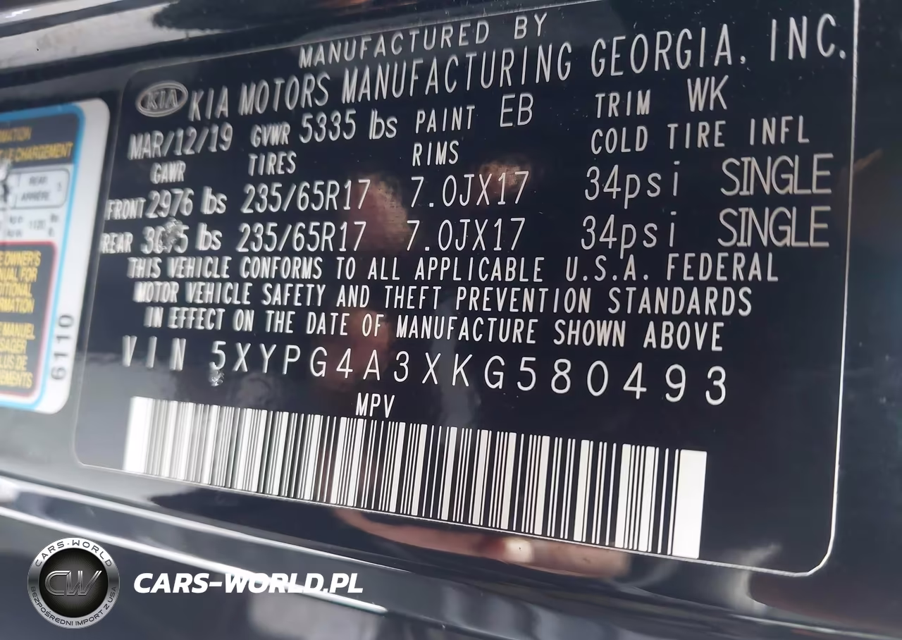 2019 Kia Sorento 2.4L L VIN:5XYPG4A3XKG580493 - 9