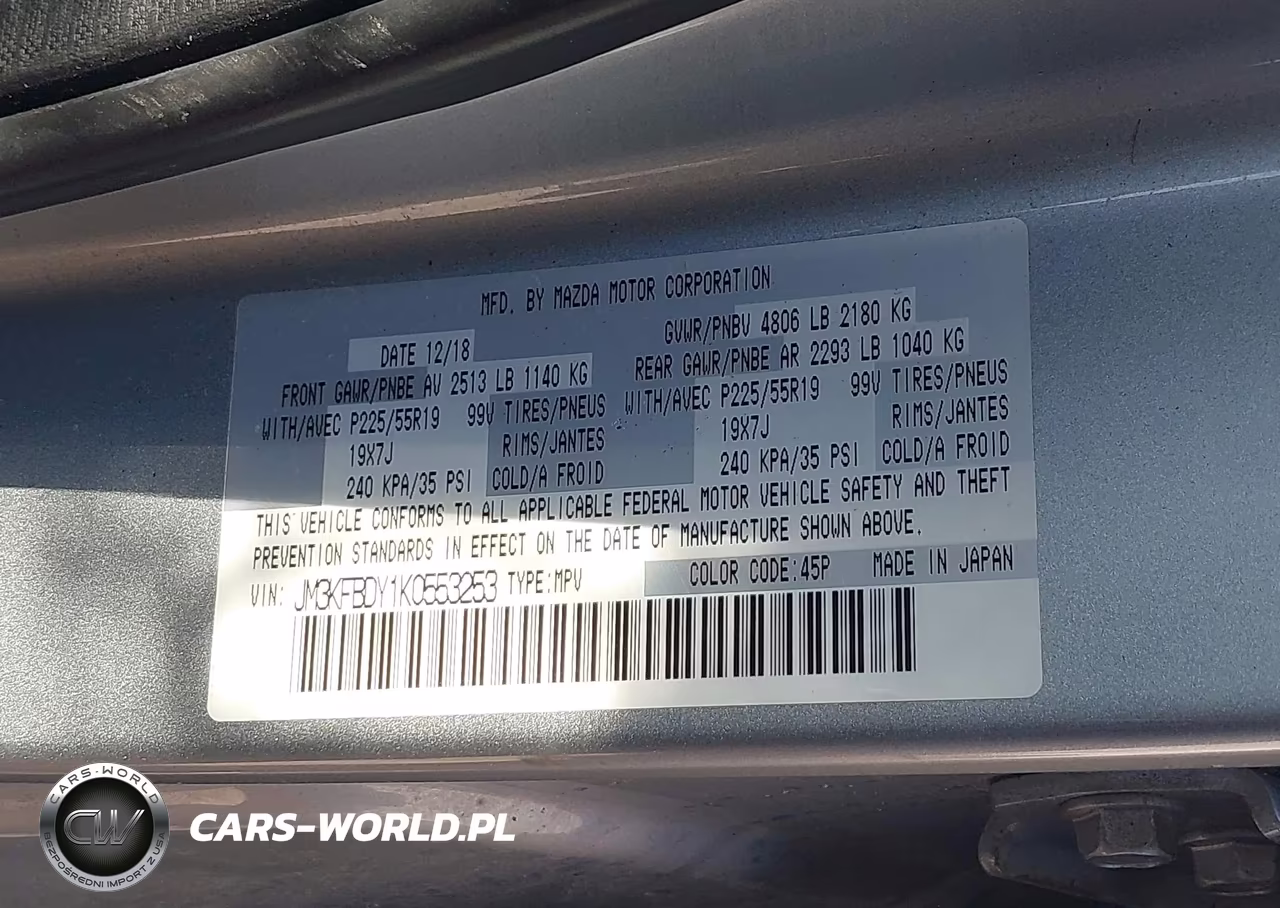 2019 Mazda Cx-5 Grand Touring Reserve VIN:JM3KFBDY1K0553253 - 9