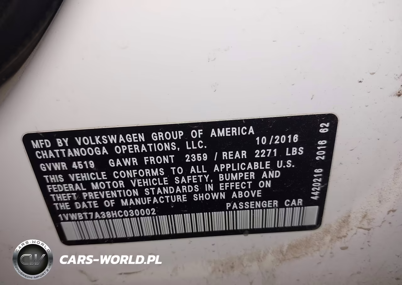 2017 Volkswagen Passat 1.8T Se VIN:1VWBT7A38HC030002 - 9