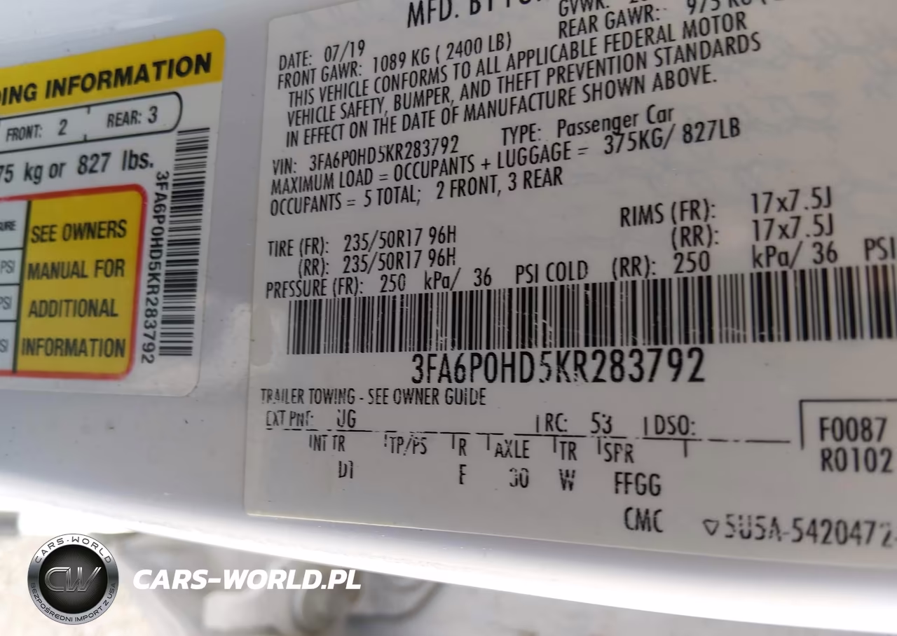2019 Ford Fusion Se VIN:3FA6P0HD5KR283792 - 9