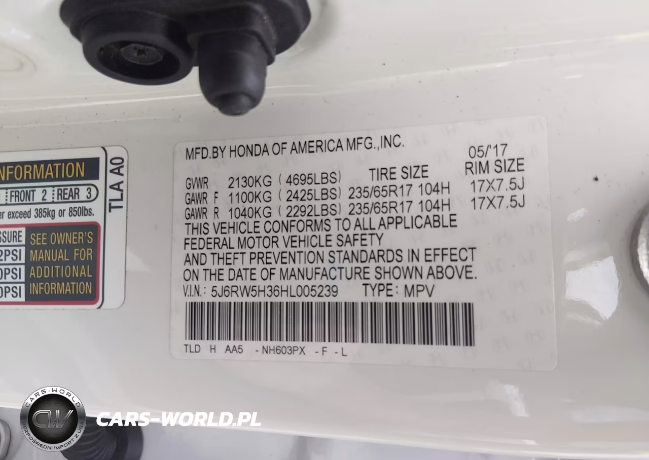 2017 Honda Cr-V Lx VIN:5J6RW5H36HL005239 - 9