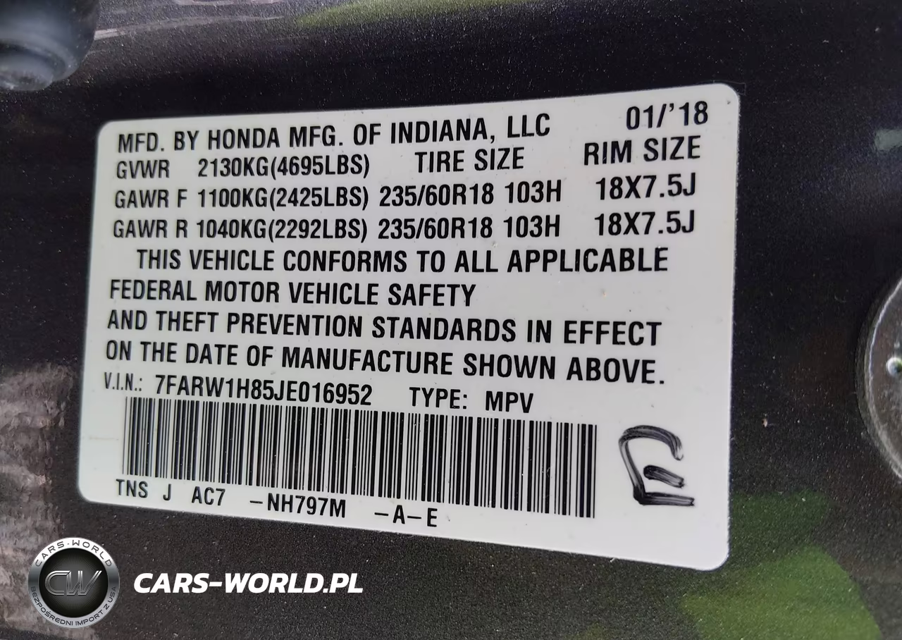 2018 Honda Cr-V Ex-L-Ex-L Navi VIN:7FARW1H85JE016952 - 9