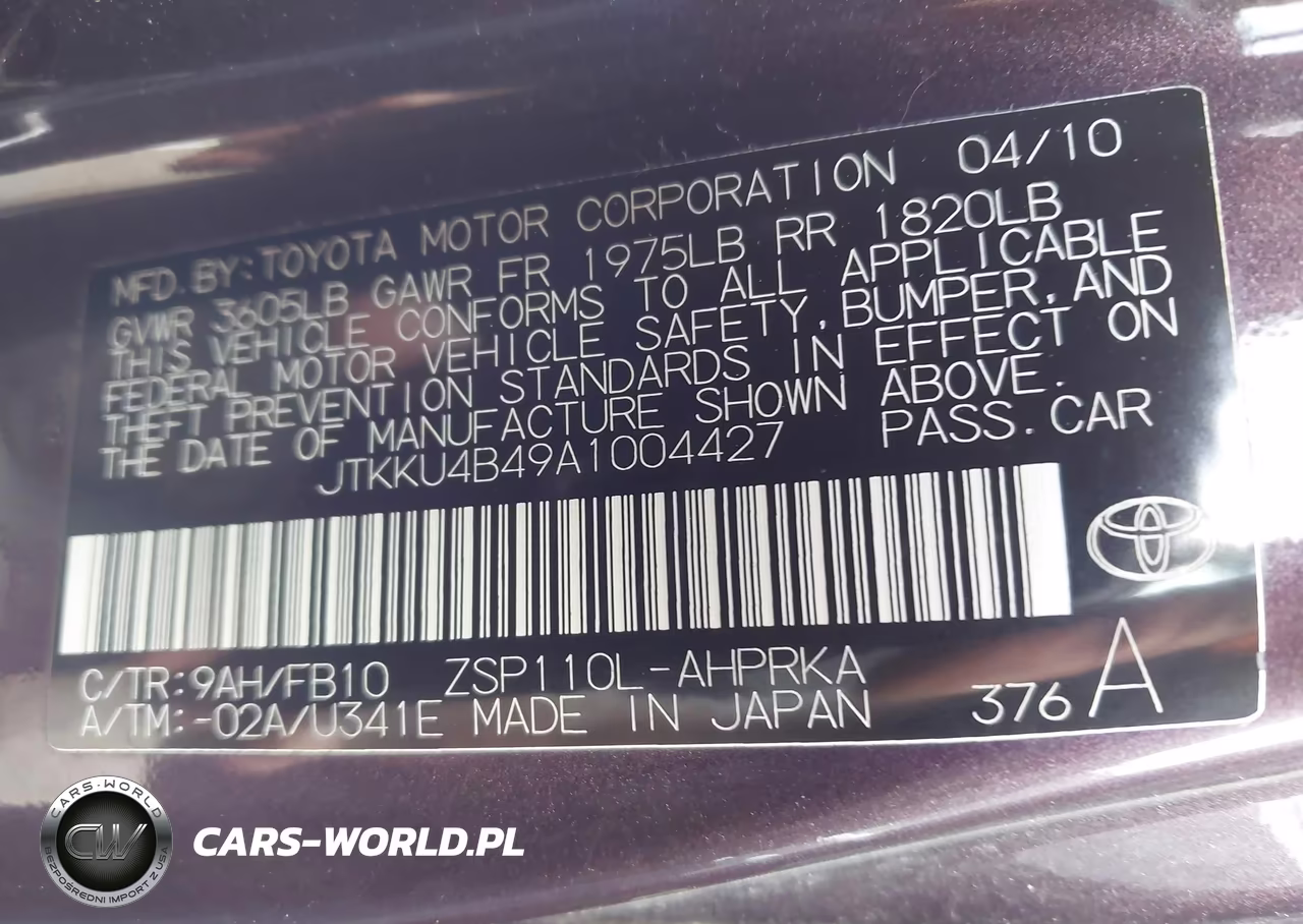 2010 Scion Xd VIN:JTKKU4B49A1004427 - 9