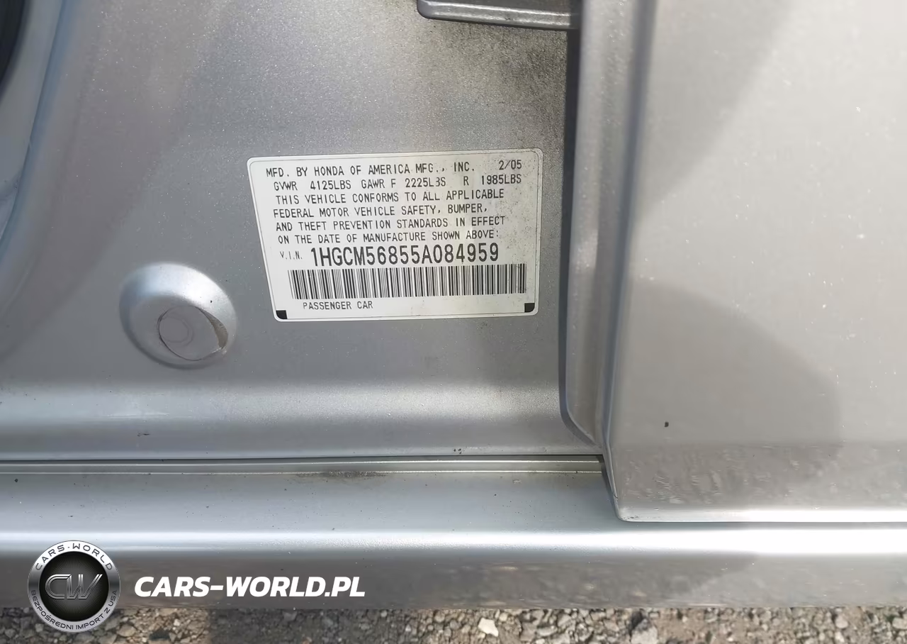 2005 Honda Accord 2.4 Ex VIN:1HGCM56855A084959 - 9